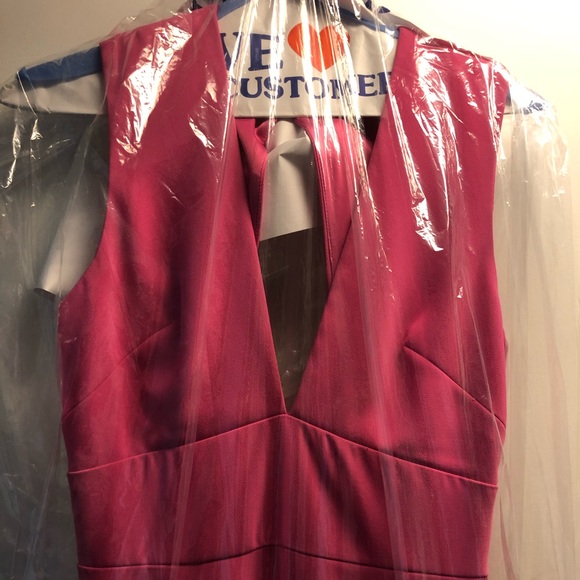 Lela Rose v neck long formal dress in fuchsia - Picture 4 of 5